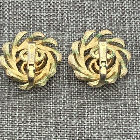 Trifari Clip On Earrings As Is Gold Branches Swirl Classic Vintage Retro Granny - Picture 4 of 6